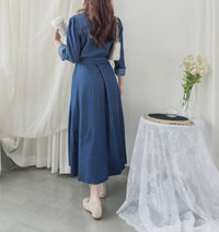 ! 熱賣款式 限量現貨 ✨(有口袋) Denim Pleated Dress 牛仔布隨性口袋前腰下車褶連身裙/ DS9661