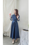 ! 熱賣款式 限量現貨 ✨(有口袋) Denim Pleated Dress 牛仔布隨性口袋前腰下車褶連身裙/ DS9661