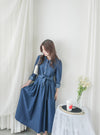 ! 熱賣款式 限量現貨 ✨(有口袋) Denim Pleated Dress 牛仔布隨性口袋前腰下車褶連身裙/ DS9661