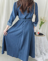 ! 熱賣款式 限量現貨 ✨(有口袋) Denim Pleated Dress 牛仔布隨性口袋前腰下車褶連身裙/ DS9661