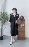 [限量現貨回歸]  French Collar Dress 黑白翻領設計中袖彈性連身裙/ DS9663