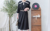 [限量現貨回歸]  French Collar Dress 黑白翻領設計中袖彈性連身裙/ DS9663