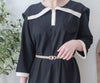 [限量現貨回歸]  French Collar Dress 黑白翻領設計中袖彈性連身裙/ DS9663