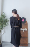 [限量現貨回歸]  French Collar Dress 黑白翻領設計中袖彈性連身裙/ DS9663