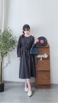 【現貨限量回歸 beige ONLY】Pleated Waist Dress 腰間車褶極顯瘦連身裙/ DS9667
