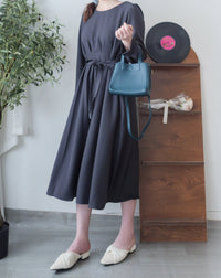 【現貨限量回歸 beige ONLY】Pleated Waist Dress 腰間車褶極顯瘦連身裙/ DS9667
