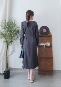 【現貨限量回歸 beige ONLY】Pleated Waist Dress 腰間車褶極顯瘦連身裙/ DS9667