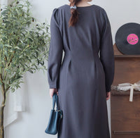 【現貨限量回歸 beige ONLY】Pleated Waist Dress 腰間車褶極顯瘦連身裙/ DS9667