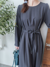 【現貨限量回歸 beige ONLY】Pleated Waist Dress 腰間車褶極顯瘦連身裙/ DS9667