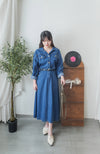 Denim OPS 隨性腰帶修腰連身牛仔裙/ DS9658