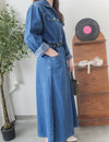 Denim OPS 隨性腰帶修腰連身牛仔裙/ DS9658