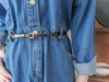 Denim OPS 隨性腰帶修腰連身牛仔裙/ DS9658