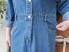 Denim OPS 隨性腰帶修腰連身牛仔裙/ DS9658