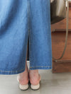 Denim OPS 隨性腰帶修腰連身牛仔裙/ DS9658