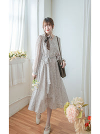 Firework Dress 花火線條雪紡金鈕扣連身裙/ DS1016