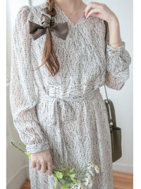 Firework Dress 花火線條雪紡金鈕扣連身裙/ DS1016