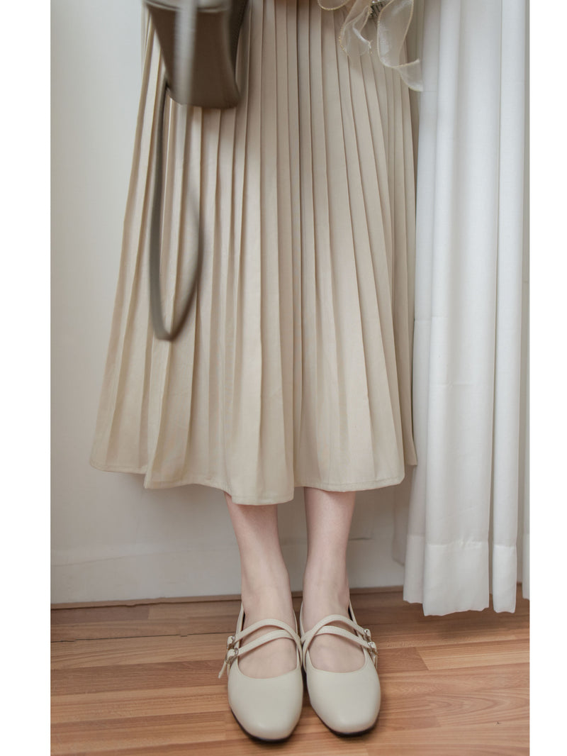 Stripe Dress Set 法式舒適防毛彈性線料外套及百褶連身裙/ SE8092 （pre-order)