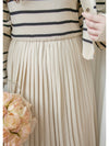 Stripe Dress Set 法式舒適防毛彈性線料外套及百褶連身裙/ SE8092 （pre-order)