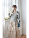 Lace Collar Floral Dress 細花邊圓領修腰印花連身裙/  DS1010