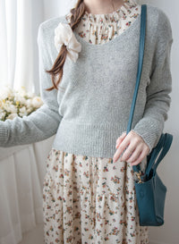 V Collar marshmallow Top 輕軟棉棉線料彈性V領上衣/ TP9193 （售完即止 不設訂貨）