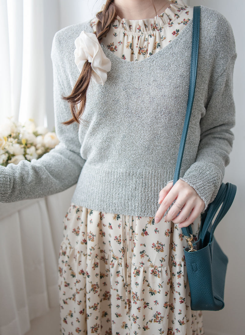 V Collar marshmallow Top 輕軟棉棉線料彈性V領上衣/ TP9193 （售完即止 不設訂貨）