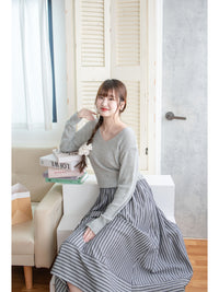 Stripe Dress 完美修肉直條紋口袋傘裙/ SK8912 (不設訂貨 售完即止）