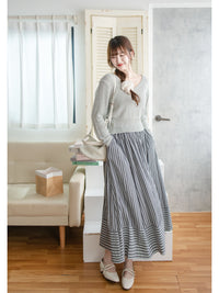 Stripe Dress 完美修肉直條紋口袋傘裙/ SK8912 (不設訂貨 售完即止）