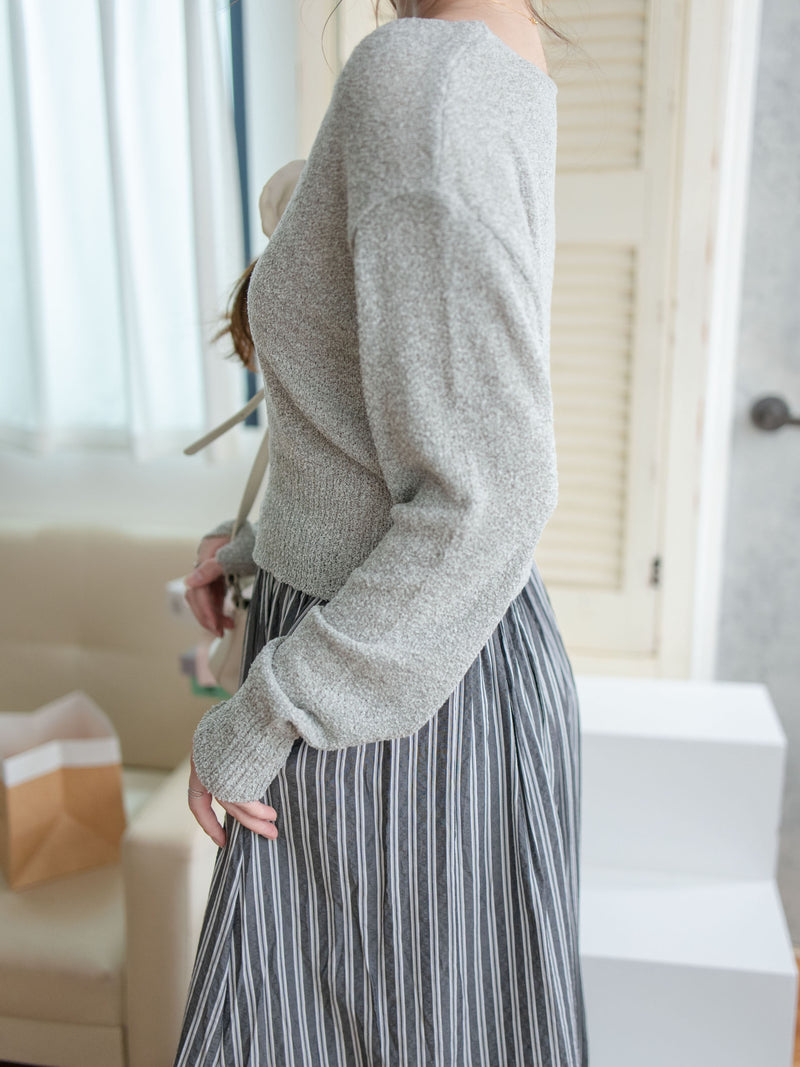 Stripe Dress 完美修肉直條紋口袋傘裙/ SK8912 (不設訂貨 售完即止）