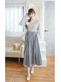 Stripe Dress 完美修肉直條紋口袋傘裙/ SK8912 (不設訂貨 售完即止）