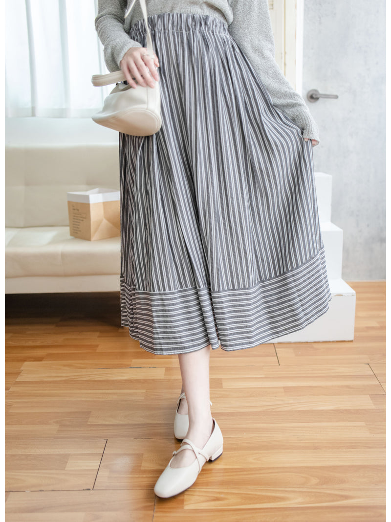 Stripe Dress 完美修肉直條紋口袋傘裙/ SK8912 (不設訂貨 售完即止）