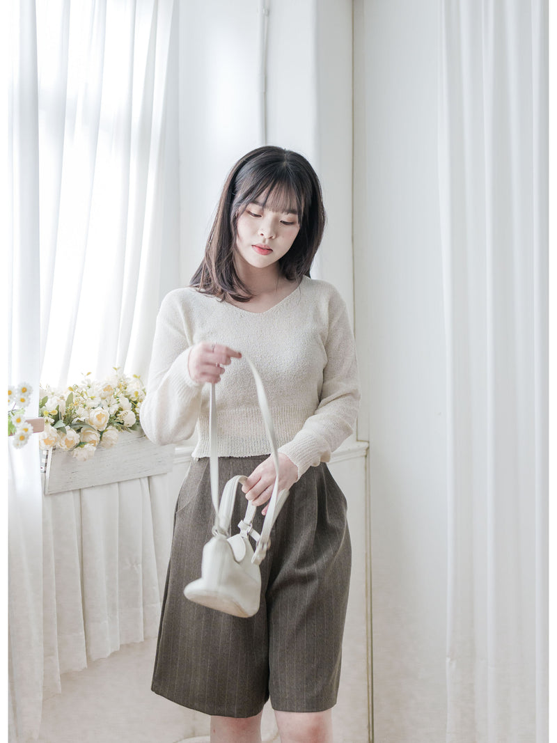 Classic Stripe Skirt Pants 英倫直條紋後橡筋A字裙褲/ SK8910