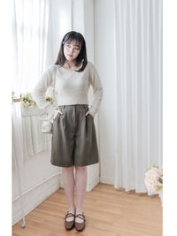 Classic Stripe Skirt Pants 英倫直條紋後橡筋A字裙褲/ SK8910