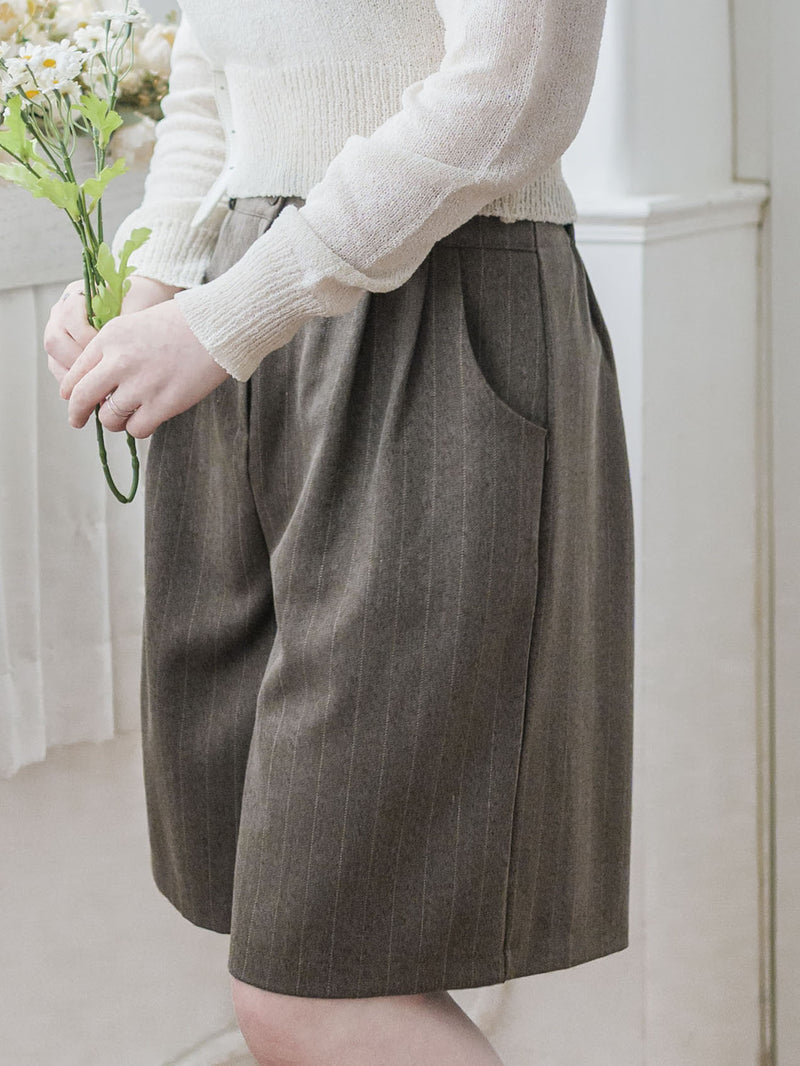 Classic Stripe Skirt Pants 英倫直條紋後橡筋A字裙褲/ SK8910