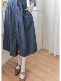Casual Elegant Denim Dress 隨性與知性恤衫領修腰牛仔連身裙/ DS1011
