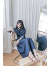 Casual Elegant Denim Dress 隨性與知性恤衫領修腰牛仔連身裙/ DS1011