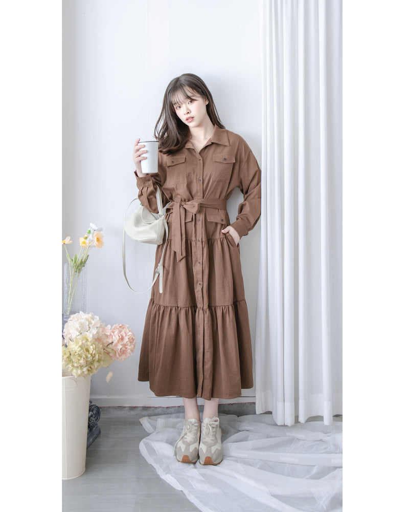 Charlotte Dress 一物兩用可綁腰口袋恤衫裙/ DS1019 (pre-order 11月24截單)