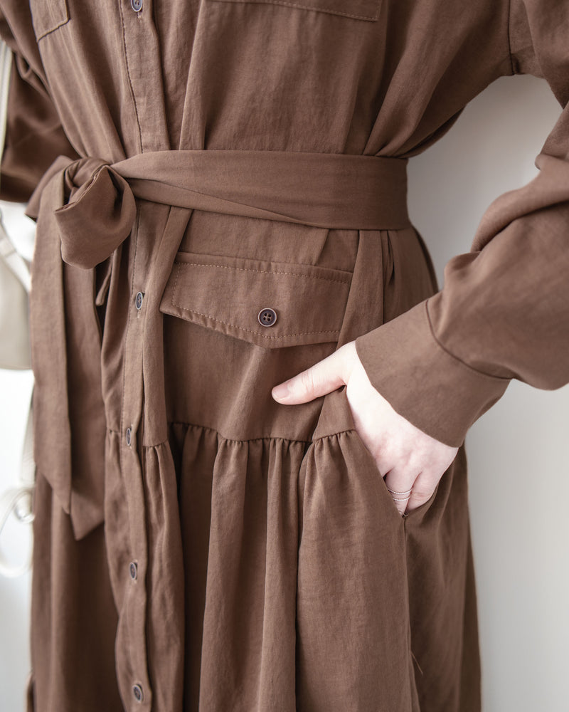 Charlotte Dress 一物兩用可綁腰口袋恤衫裙/ DS1019 (pre-order 11月24截單)