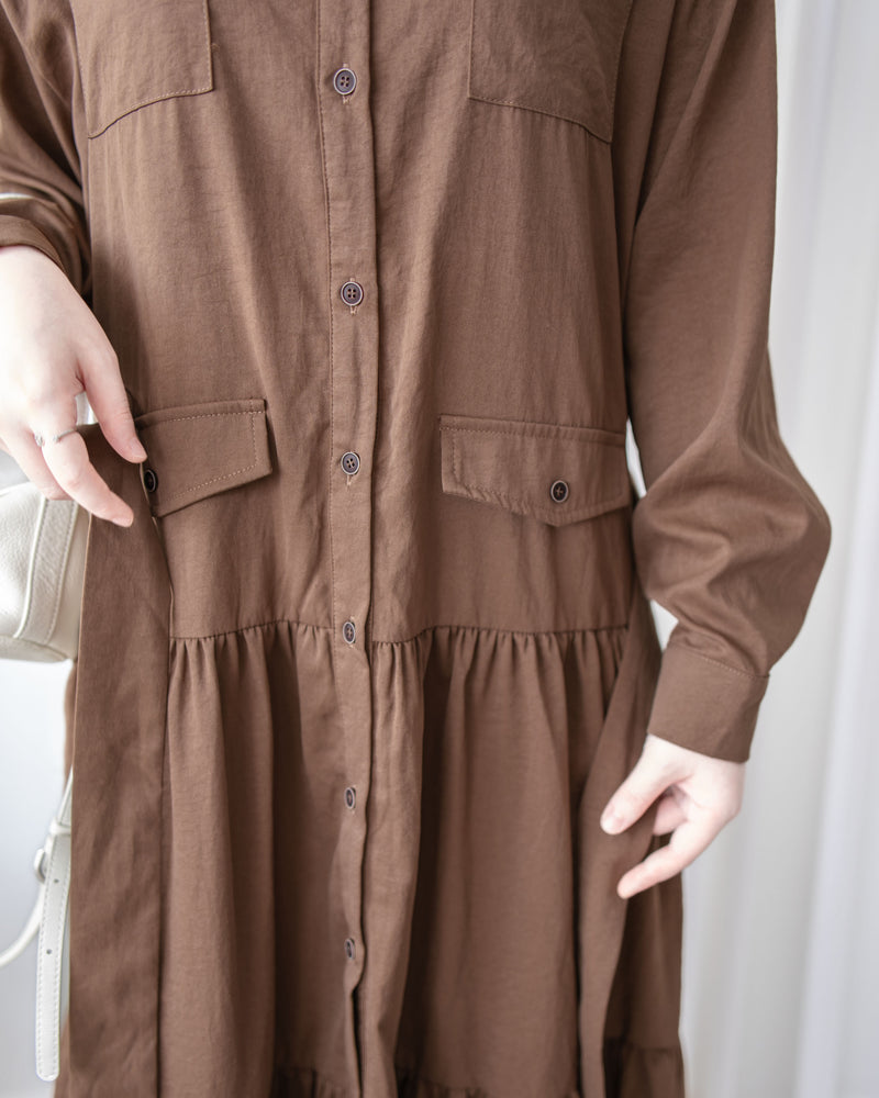 Charlotte Dress 一物兩用可綁腰口袋恤衫裙/ DS1019 (pre-order 11月24截單)