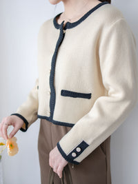 COCO Cardigan 拼色設計鏡面鈕扣外套或上衣/ CD8151