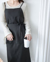 Vest Dress 可拆式腰帶中車線平領吊帶連身裙/ DS1017 (pre-order ivory 11月24截單)