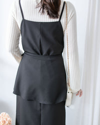 Vest Dress 可拆式腰帶中車線平領吊帶連身裙/ DS1017 (pre-order ivory 11月24截單)