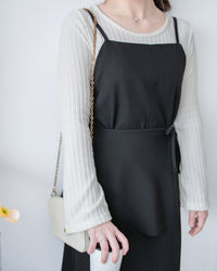 Vest Dress 可拆式腰帶中車線平領吊帶連身裙/ DS1017 (pre-order ivory 11月24截單)