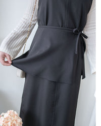 Vest Dress 可拆式腰帶中車線平領吊帶連身裙/ DS1017 (pre-order ivory 11月24截單)