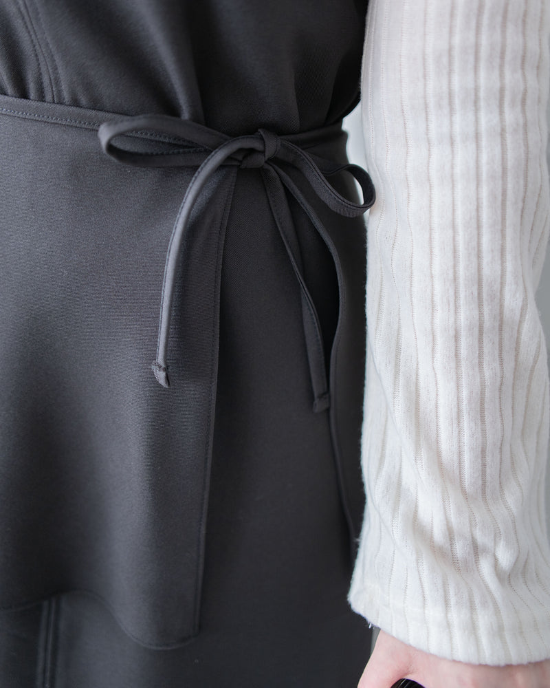 Vest Dress 可拆式腰帶中車線平領吊帶連身裙/ DS1017 (pre-order ivory 11月24截單)