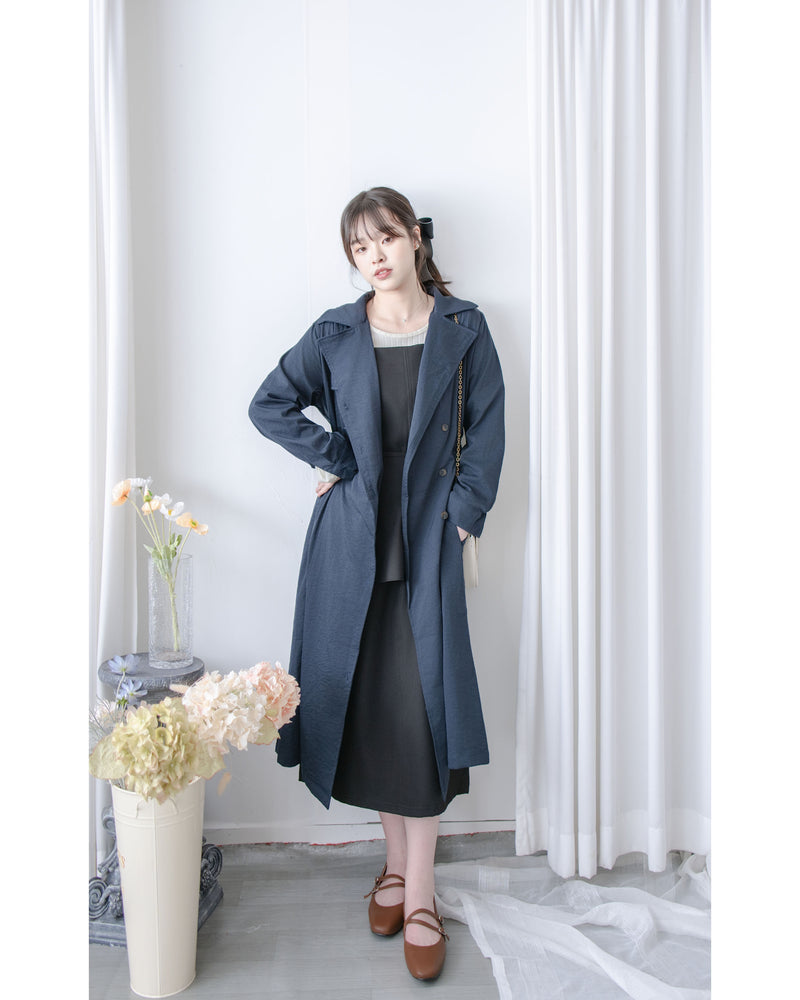 Trench Coat Dress 彈性束腰顯鎖骨風衣或連身裙/ DS1023 (pre-order navy 11月24截單)