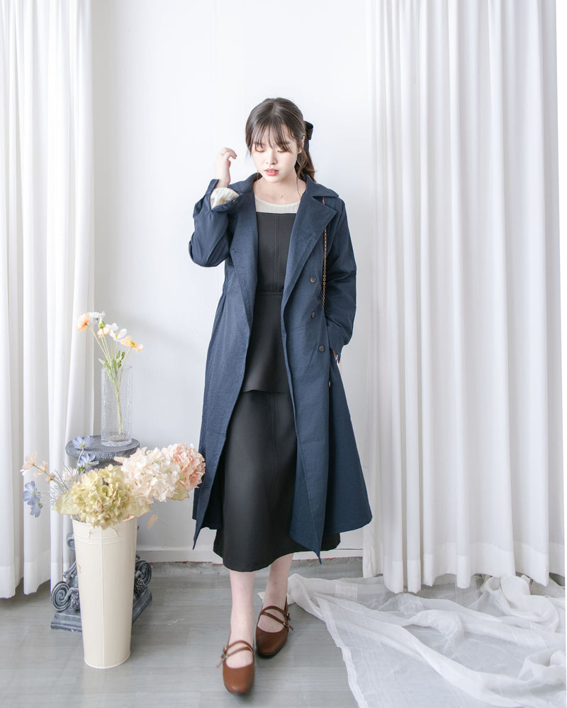 Trench Coat Dress 彈性束腰顯鎖骨風衣或連身裙/ DS1023 (pre-order navy 11月24截單)