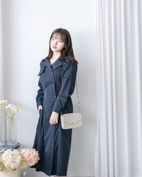 Trench Coat Dress 彈性束腰顯鎖骨風衣或連身裙/ DS1023 (pre-order navy 11月24截單)
