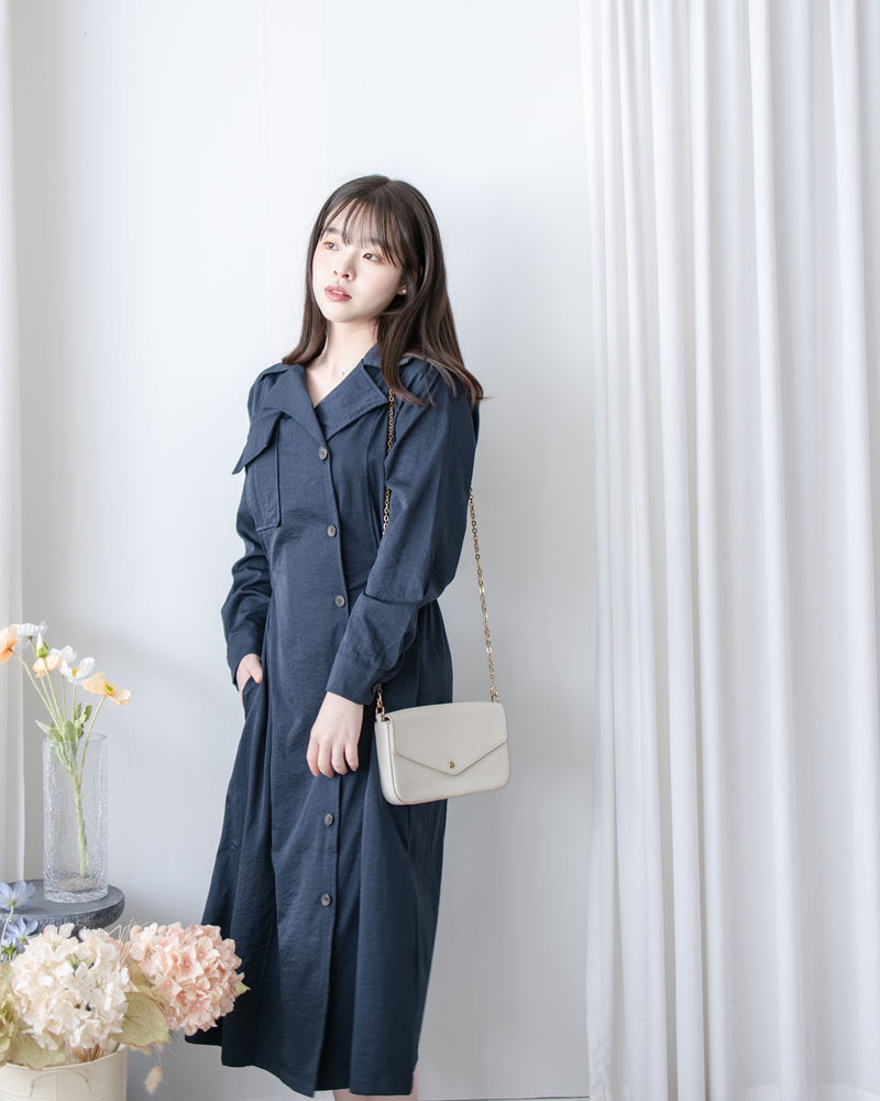Trench Coat Dress 彈性束腰顯鎖骨風衣或連身裙/ DS1023 (pre-order navy 11月24截單)