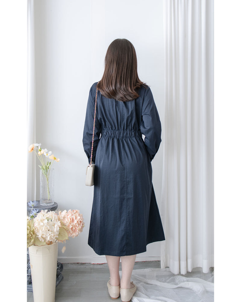 Trench Coat Dress 彈性束腰顯鎖骨風衣或連身裙/ DS1023 (pre-order navy 11月24截單)