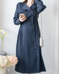 Trench Coat Dress 彈性束腰顯鎖骨風衣或連身裙/ DS1023 (pre-order navy 11月24截單)